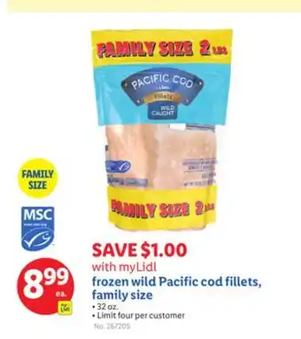 Lidl frozen wild Pacific cod fillets, family size offer