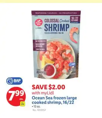 Lidl Ocean Sea frozen large cooked shrimp, 16/22 offer