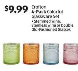 Aldi Crofton 4-Pack Colorful Glassware Set offer