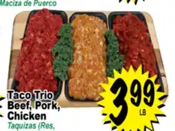 Superior Grocers Taco Trio Beef, Pork, Chicken offer