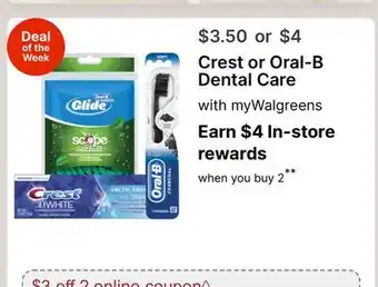 Walgreens Crest or Oral-B Dental Care offer