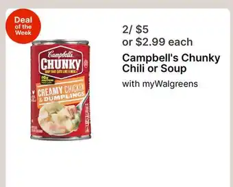 Walgreens Campbell's Chunky Chili or Soup offer