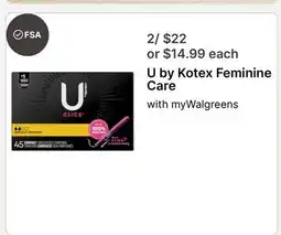 Walgreens U by Kotex Feminine Care offer