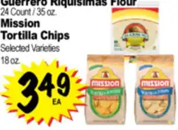 Superior Grocers Guerrero Riquisimas Flour 24 Count/35 oz., Mission Tortilla Chips 18 oz offer