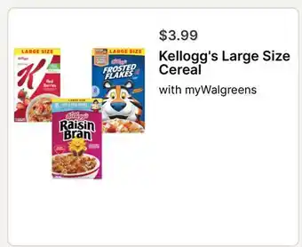 Walgreens Kellogg's Large Size Cereal offer