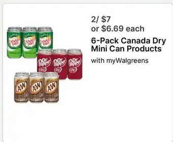 Walgreens 6-Pack Canada Dry Mini Can Products offer