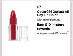 Walgreens CoverGirl Outlast All Day Lip Color offer