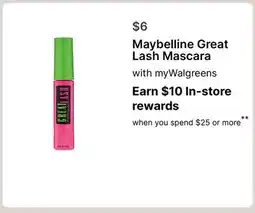 Walgreens Maybelline Great Lash Mascara offer