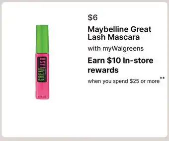 Walgreens Maybelline Great Lash Mascara offer