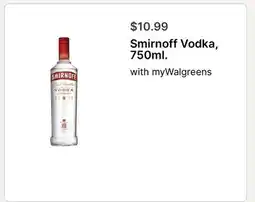 Walgreens Smirnoff Vodka, 750ml offer