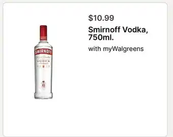 Walgreens Smirnoff Vodka, 750ml offer