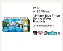 Walgreens 12-Pack Blue Triton Spring Water Products offer