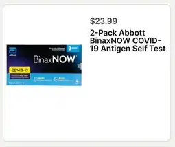 Walgreens 2-Pack Abbott BinaxNOW COVID-19 Antigen Self Test offer