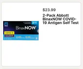 Walgreens 2-Pack Abbott BinaxNOW COVID-19 Antigen Self Test offer