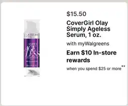 Walgreens CoverGirl Olay Simply Ageless Serum offer