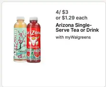 Walgreens Arizona Single-Serve Tea or Drink offer