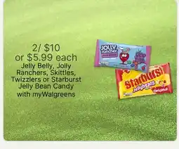 Walgreens Jelly Belly, Jolly Ranchers, Skittles, Twizzlers or Starburst Jelly Bean Candy offer