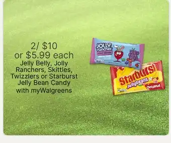 Walgreens Jelly Belly, Jolly Ranchers, Skittles, Twizzlers or Starburst Jelly Bean Candy offer