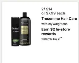 Walgreens Tresemme Hair Care offer