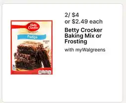 Walgreens Betty Crocker Baking Mix or Frosting offer