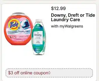 Walgreens Downy, Dreft or Tide Laundry Care offer