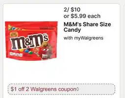 Walgreens M & M' s Share Size Candy offer