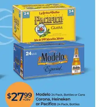 Rite Aid Modelo 24 Pack, Bottles or Cans Corona, Heineken or Pacifico 24 Pack, Bottles offer