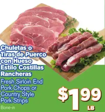 El Super Fresh Fresh Sirloin End Pork Chops or Country Style Pork Strips offer