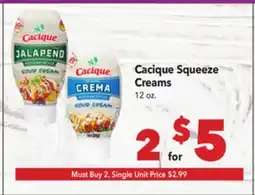 Vallarta Supermarkets Cacique Squeeze Creams offer