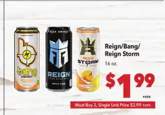 Vallarta Supermarkets Reign/Bang/Reign Storm offer