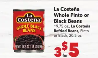 Vallarta Supermarkets La Costeña Whole Pinto or Black Beans offer