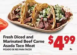 Vallarta Supermarkets Fresh Diced and Marinated Beef Carne Asada Taco Meat / PICADO DE RES PARA TACOS offer