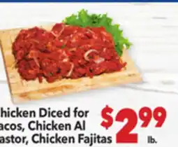 Vallarta Supermarkets Chicken Diced for Tacos, Chicken Al Pastor, Chicken Fajitas offer