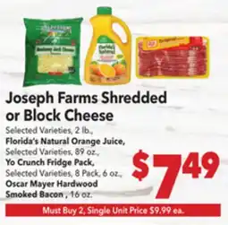 Vallarta Supermarkets Joseph Farms Shredded or Block Cheese offer