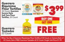 Vallarta Supermarkets Guerrero Riquisima Flour Tortillas offer