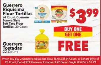 Vallarta Supermarkets Guerrero Riquisima Flour Tortillas offer