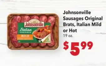 Vallarta Supermarkets Johnsonville Sausages Original Brats, Italian Mild or Hot offer