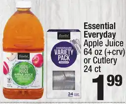 Super King Markets Essential Everyday Apple Juice 64 oz () or Cutlery 24 ct offer