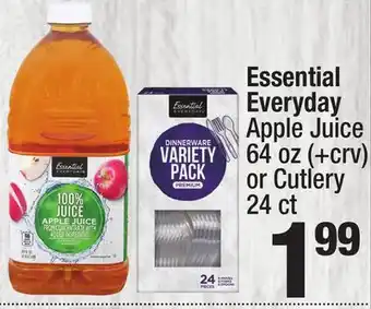 Super King Markets Essential Everyday Apple Juice 64 oz () or Cutlery 24 ct offer