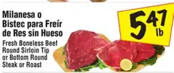 El Super Fresh Boneless Beef Round Sirloin Tip or Bottom Round Steak or Roast offer