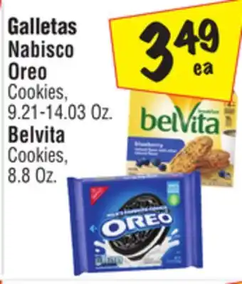 El Super Nabisco Oreo, Cookies,9.21-14.03 Oz. Belvita Cookies,8.8 Oz offer