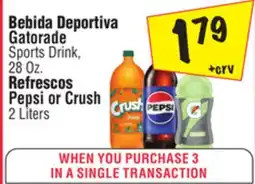 El Super Gatorade Sports Drink, 28 Oz. Pepsi or Crush offer