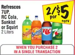 El Super 7UP, RC Cola, Sunkist or Squirt offer