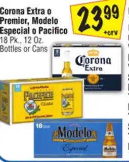 El Super Corona Extra o Premier, Modelo Especial o Pacifico offer