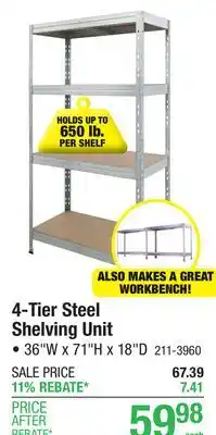 Menards AR Shelving 36W x 71H x 18D 4-Tier Galvanized Shelving Unit offer