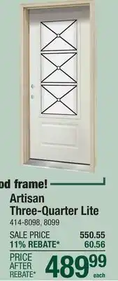 Menards Mastercraft Artisan 36W x 80H Primed Steel Three-Quarter Lite Prehung Exterior Door - Right Inswing offer