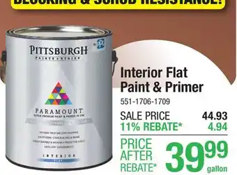 Menards Pittsburgh Paints & Stains Paramount Interior Flat Paint & Primer White/Pastel Base - 1 gal offer