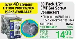 Menards Sigma ProConnex 1/2 EMT Set Screw Connector Contractor Pack - 50 Pack offer