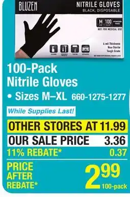 Menards Bluzen Medium Nitrile Disposable Gloves - 100 Count offer