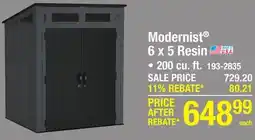 Menards Suncast Modernist 6 x 5 Outdoor Resin Storage Shed offer